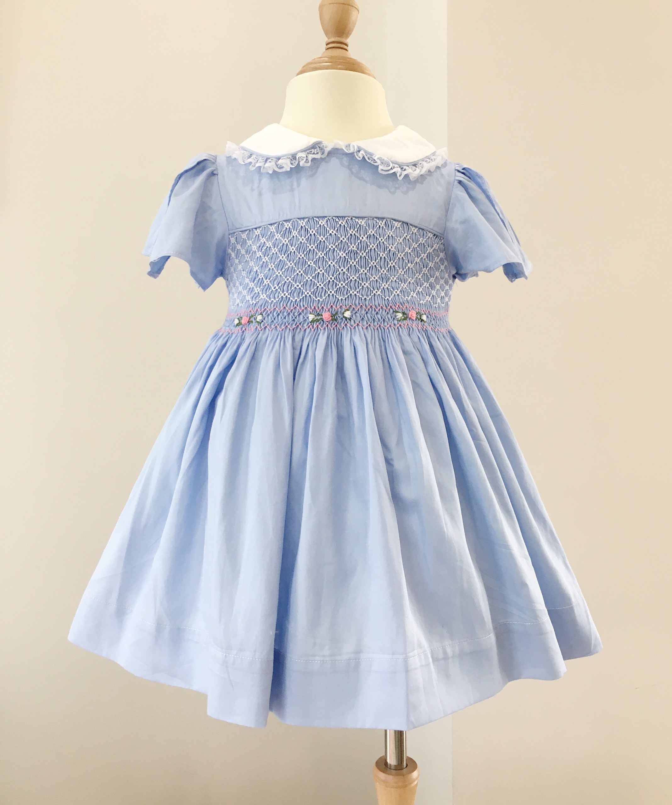 Girls blue hot sale smock dress